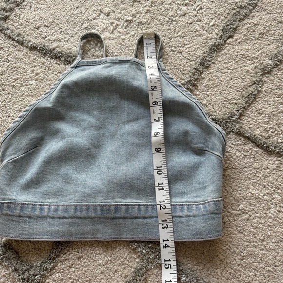 Show Me Your Mumu Fawcett Denim jean Crop Top open back high square neck small - Picture 6 of 10
